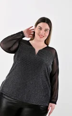 Μπλούζα Lurex με Διάφανα Μανίκια - Image 3