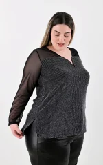 Μπλούζα Lurex με Διάφανα Μανίκια - Image 4