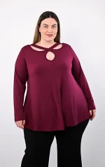 Plus Size Μπλούζα Μπορντό Άνοιγμα Ντεκολτέ | PsX Fashion