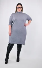 Plus Size Πλεκτό Φόρεμα Γκρι | Άνετο & Στυλάτο Ζιβάγκο | PsX Fashion