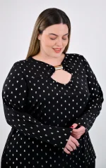 Plus Size Μαύρη Μπλούζα με Χρυσά Σχέδια | PsX Fashion