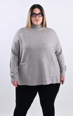 Plus Size Tobacco Πλεκτή Μπλούζα | Με Τσέπες | PsX Fashion