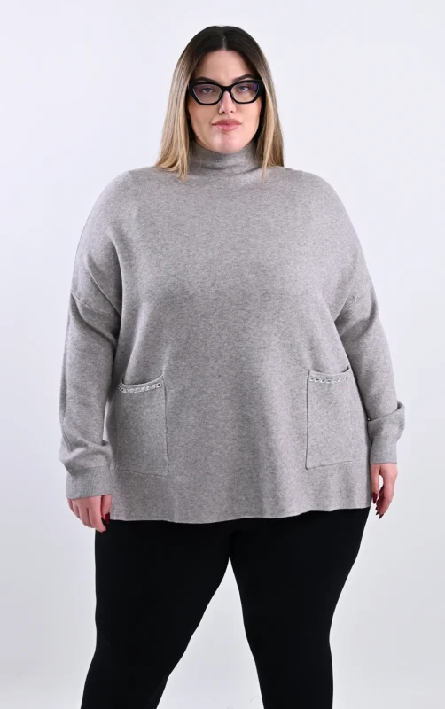 Plus Size Tobacco Πλεκτή Μπλούζα | Με Τσέπες | PsX Fashion