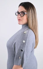 Plus Size Γκρι Πλεκτό Φόρεμα | Μεγάλα Μεγέθη | PsX Fashion