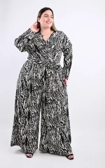 Plus Size Zebra Ολόσωμη Φόρμα | Κρουαζέ | PsX Fashion
