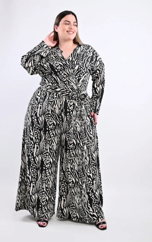 Plus Size Zebra Ολόσωμη Φόρμα | Κρουαζέ | PsX Fashion