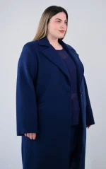 Μπλε Μακρύ Παλτό σε Ίσια Γραμμή - Image 8