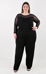 Plus Size Μαύρο Παντελόνι με Λάστιχο | PsX Fashion