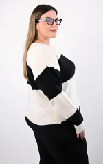 Ασπρόμαυρο Crop Top Πλεκτό με Ρίγες - Image 3