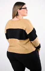 Καμηλό Crop Top Πλεκτό με Ρίγες - Image 4