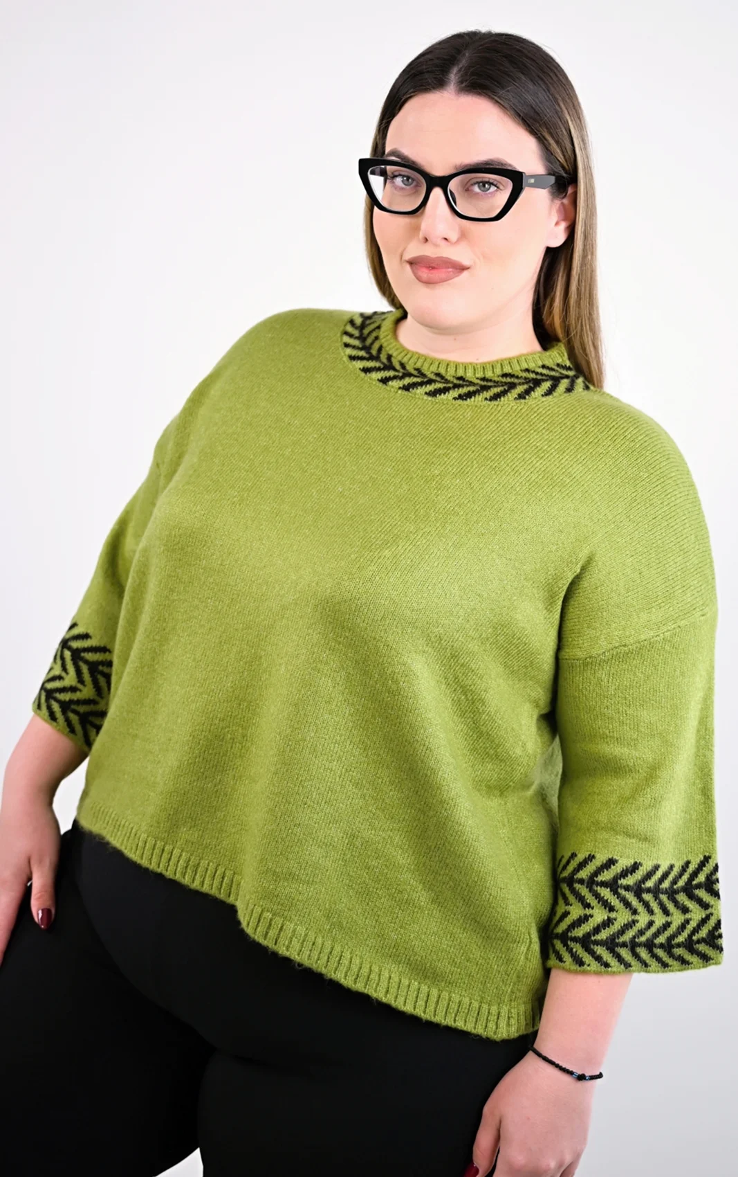 Plus Size Χακί Πλεκτό Crop Top | PsX Fashion