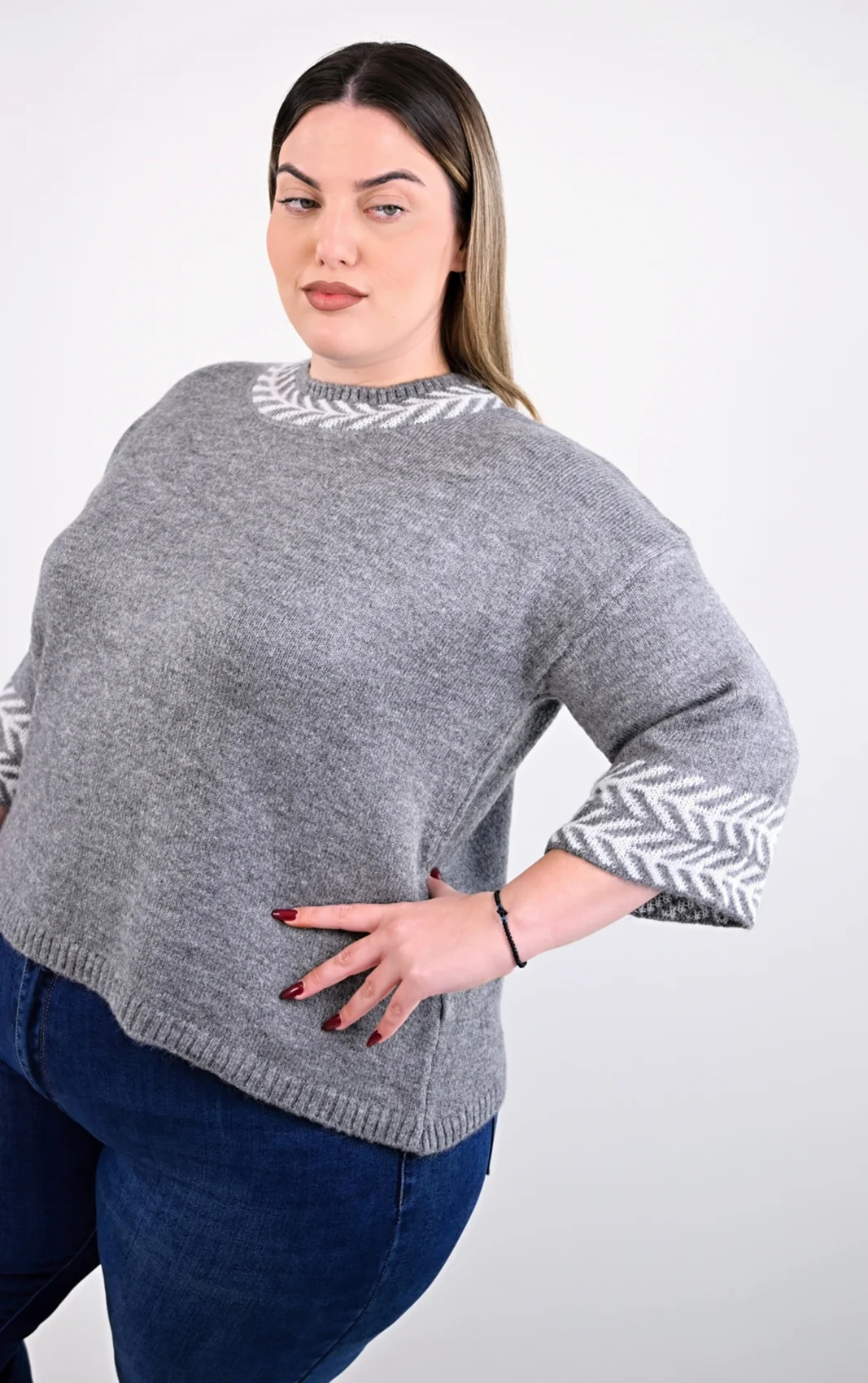 Plus Size Γκρι Πλεκτό Crop Top | PsX Fashion