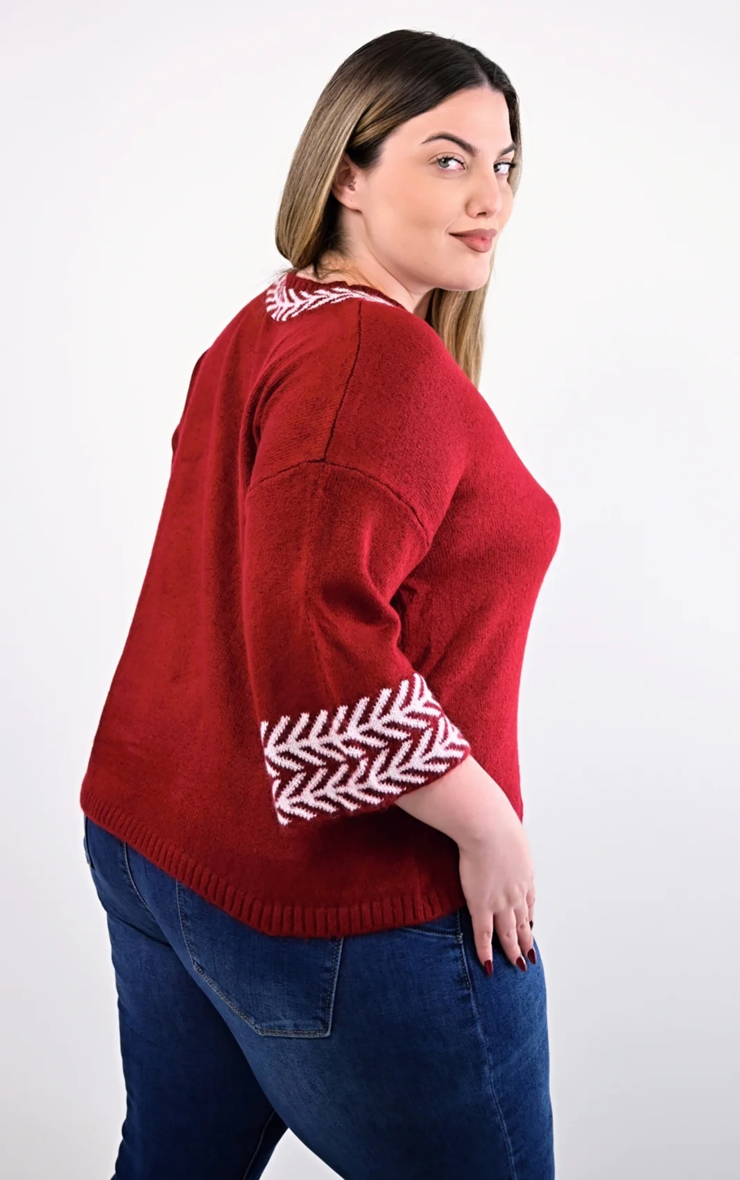 Plus Size Μπορντό Πλεκτό Crop Top | PsX Fashion