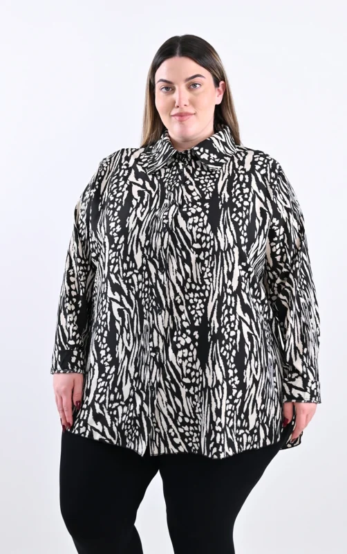 Plus Size Πουκαμίσα Zebra Print | Άνετη Γραμμή | PsX Fashion