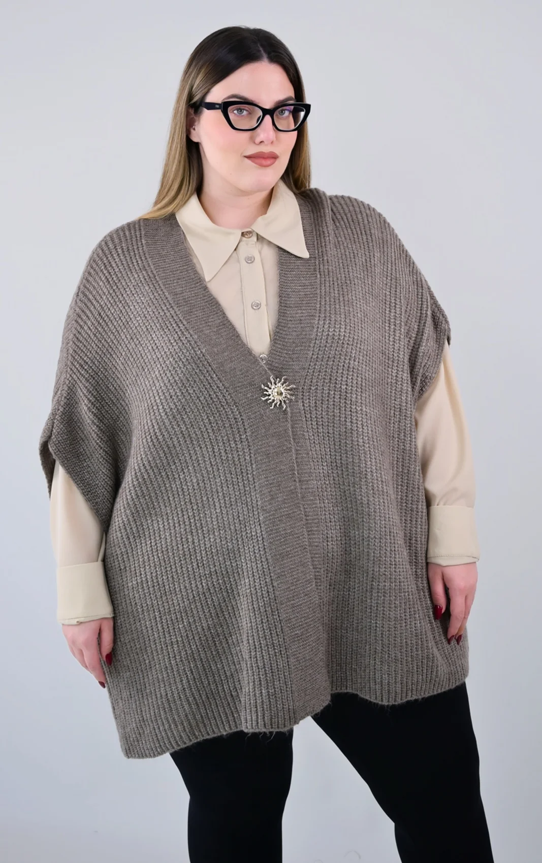 Plus Size Πούρο Πλεκτή Ζακέτα | Ζεστή & Άνετη | PsX Fashion