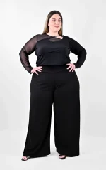 Plus Size Μαύρη Παντελόνα με Άνετο Λάστιχο | PsX Fashion