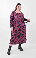 Plus Size Midi Μπορντό Φόρεμα Floral Military | PsX Fashion