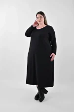 Μαύρο Midi Φόρεμα με Τσέπες και Ζώνη - Image 2