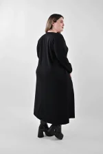 Μαύρο Midi Φόρεμα με Τσέπες και Ζώνη - Image 5