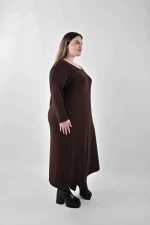 Καφέ Midi Φόρεμα με Τσέπες και Ζώνη - Image 3