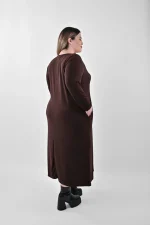 Καφέ Midi Φόρεμα με Τσέπες και Ζώνη - Image 4