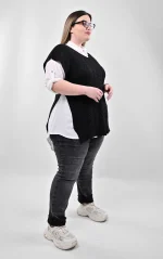 Σετ 2-τεμαχίων: Λευκό Πουκάμισο & Μαύρη Πλεκτή Καζάκα - Image 3