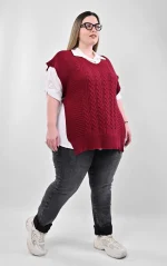 Σετ 2-τεμαχίων: Λευκό Πουκάμισο & Μπορντό Πλεκτή Καζάκα - Image 5