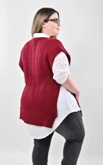 Σετ 2-τεμαχίων: Λευκό Πουκάμισο & Μπορντό Πλεκτή Καζάκα - Image 6