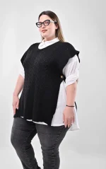 Σετ 2-τεμαχίων: Λευκό Πουκάμισο & Μαύρη Πλεκτή Καζάκα - Image 4