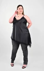 Plus Size Top Lingerie Μαύρο με Δαντέλα | PsX Fashion