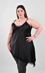 Ασύμμετρο Top Lingerie Μαύρο με Δαντέλα - Image 4