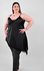 Ασύμμετρο Top Lingerie Μαύρο με Δαντέλα - Image 3