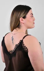 Ασύμμετρο Top Lingerie Καφέ με Δαντέλα - Image 9