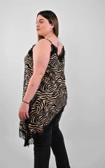 Ασύμμετρο Top Lingerie Zebra Print με Δαντέλα - Image 6