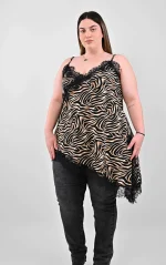 Ασύμμετρο Top Lingerie Zebra Print με Δαντέλα - Image 4
