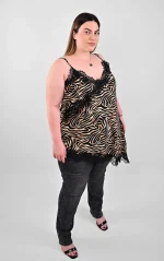 Ασύμμετρο Top Lingerie Zebra Print με Δαντέλα - Image 5