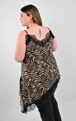 Ασύμμετρο Top Lingerie Zebra Print με Δαντέλα - Image 8