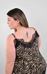 Ασύμμετρο Top Lingerie Zebra Print με Δαντέλα - Image 7