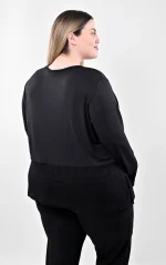 Μαύρη Μακρυμάνικη Μπλούζα με Δαντέλα - Image 6