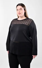 Μαύρη Μακρυμάνικη Μπλούζα με Δαντέλα - Image 5
