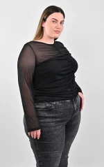 Μαύρο Top με Σούρες & Εσωτερικό Μπούστο - Image 3