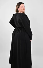 Μαύρο Μάξι Φόρεμα Κρουαζέ Glitter με Ζώνη - Image 8