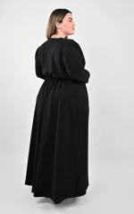 Μαύρο Μάξι Φόρεμα Κρουαζέ Glitter με Ζώνη - Image 7