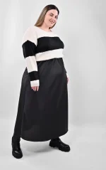 Μαύρη Σατέν Midi Φούστα σε A-Γραμμή - Image 2