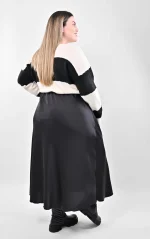 Μαύρη Σατέν Midi Φούστα σε A-Γραμμή - Image 3