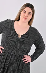 Plus Size Μπλούζα Lurex με V-Λαιμόκοψη | PsXFashion