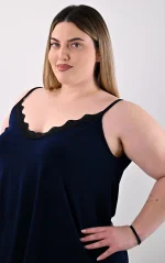 Plus Size Μπλε Τοπ Lingerie με Δαντέλα | PsX Fashion